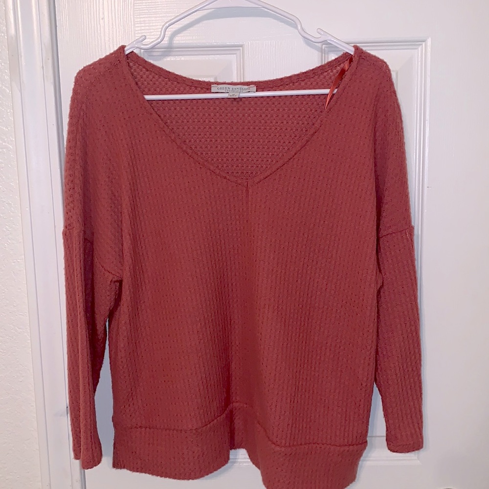 LA Green Envelope soft cut off sweater shirt